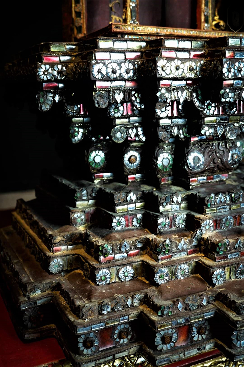 Extremely Rare 19C Reclining Wood Mandalay Buddha #DW081